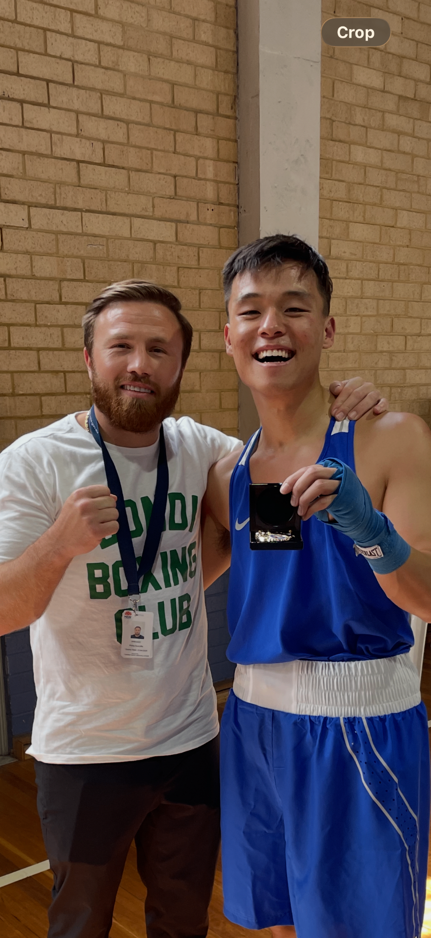 Amateur champion with coach