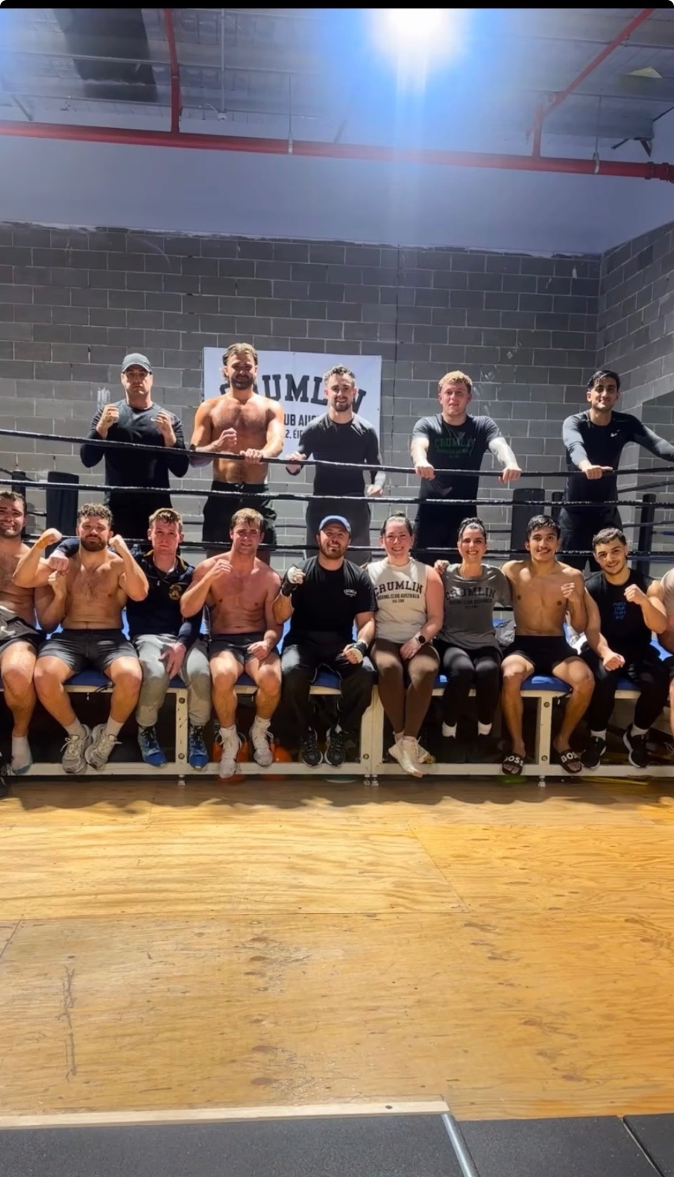 Crumlin Boxing Club Australia team photo in the ring